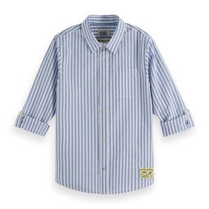 Scotch & Soda Blue and White Striped Button-Down Shirt